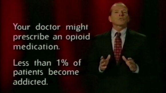 An aged Ad reading: 
"Your doctor might prescribe an opioid medication.
Less than 1% of patients become addicted."